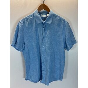 Cubavera Linen Short Sleeve Shirt Size LG Turquoise‎ lightweight resort beach